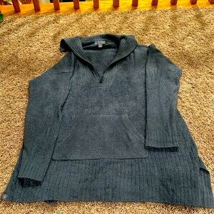 Barefoot Dreams CozyChic Lite Half Zip Tunic Pullover Sweater Deep Ocean/Blue